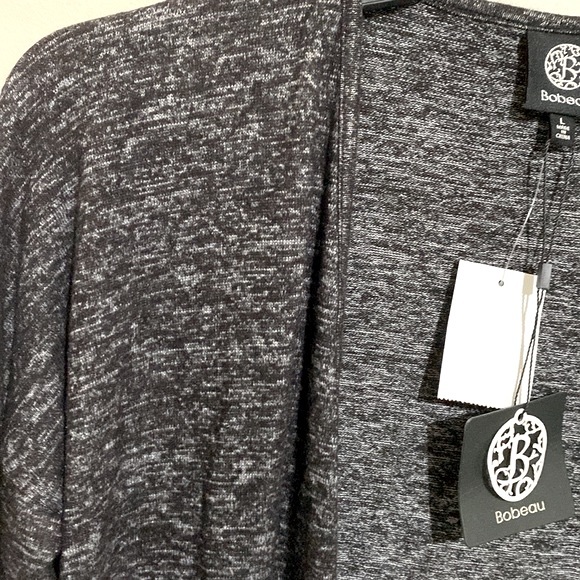 Bobeau Marled Hacci Open Cardigan Raven Black Mix Size L - Picture 7 of 12